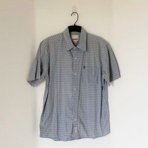 QUICKSILVER - Vintage Men's Button Up Short Sleeve, Blue, Small